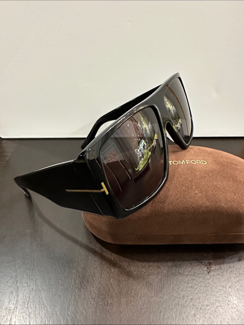 Tom Ford Black Sunglasses with Dark Gray Lenses